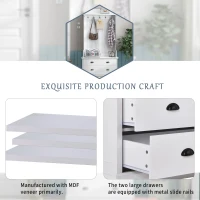 Vinsetto Vintage Style Hallway Coat Rack with 5 Metal Hooks and 2 Large Drawers, MDF Veneer, 38.5" Wide, White(m-8)