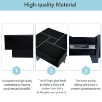 Coffee Table with 4 Hidden Storage Compartments, Extendable Sliding Tabletop, UV High-Gloss Design, 31.5"x31.5", Black(m-8)
