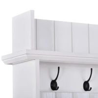 Vinsetto Vintage Style Hallway Coat Rack with 5 Metal Hooks and 2 Large Drawers, MDF Veneer, 38.5" Wide, White(m-9)
