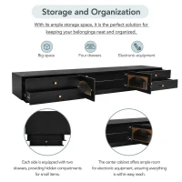 Vinsetto Luxurious TV Stand with Fluted Glass Doors, Media Console for TVs Up to 95'', Tempered Glass Shelf, Multiple Storage Options, Black(m-7)