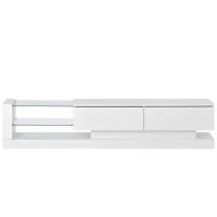 Vinsetto 71" TV Stand for 75" TV with Media Storage Cabinets, 16-Color RGB LED Lights, Modern High Gloss Entertainment Center, White(m-2)