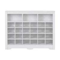 Sleek Design 24-Cubby Shoe Cabinet, Modern Shoe Cabinet with Curved Base, Versatile Sideboard, 45.5" L x 13" W x 35" H, White(m-2)