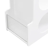 Mobile End Table with Lockable Wheels, Fluted Tempered Glass, Golden Round Rod, Side Table for Living room, 31.5" L x 12" W x 23" H, White(m-11)