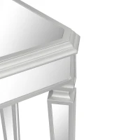 Modern Glass Mirrored End Side Table, Versatile Design with Adjustable Legs, Sleek Corner Table for Living Room or Bedroom, Silve(m-8)