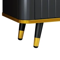 Luxury Minimalism TV Stand with Open Storage Shelf for TVs Up to 85", Entertainment Center with Cabinets and Drawers, Gold+Black(m-11)