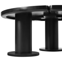Round Petal-Shaped Coffee Table with Thick Legs and Sleek Edges, Minimalist Design, 39.5" Diameter, Easy Assembly, Black(m-10)