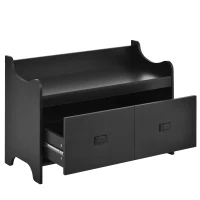 Vinsetto Modern 4-in-1 Hall Tree with Coat Rack, Storage Bench, Entryway Shelf, 7 Metal Hooks, and 4 Cabinets, 78.5" L x 15" W x 72" H, Black(m-11)