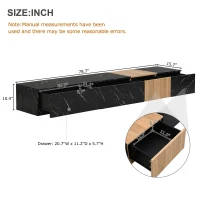 TV Stand with Faux Marble and Walnut Finish, Modular Entertainment Center for TVs up to 88", 4 Storage Drawers, Black(m-3)