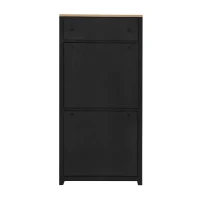 Vinsetto Functional Shoe Cabinet with 2 Flip Drawers, Wood Grain Top, Adjustable Shoe Rack, Free Standing Shoe Cabinet, 24" L x 9.5" W x 47.5" H, Black(m-2)