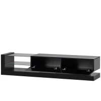 Vinsetto 71" TV Stand for 75" TV with Media Storage Cabinets, 16-Color RGB LED Lights, Modern High Gloss Entertainment Center, Black(m-12)
