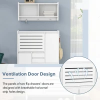 Vinsetto Multi-Functional Shoe Cabinet with Wall Cabinet, Space-Saving Design, 2 Flip Drawers, Versatile Side Cabinet for Hallway, White(m-5)