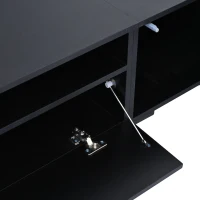 Vinsetto Modern TV Stand Fits TVs Up to 90" with Push to Open Doors, LED Lights, Rattan Style Entertainment Center, 82.5" L x 15.5" W x 14" H, Black(m-12)