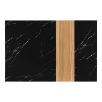 Vinsetto Modern Coffee Table with Faux Marble and Walnut Finish, Rectangular Center Table with 2 Storage Drawers for Living Room, Black(m-12)