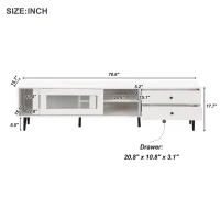 Vinsetto Chic Elegant Design TV Stand with Sliding Fluted Glass Doors, Slanted Drawers Media Console for TVs Up to 75", TV Cabinet with Storage Space, White(m-3)