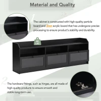 Vinsetto Sleek & Modern TV Stand with Acrylic Board Door, Media Console for TVs Up to 65", Ample Storage Space, 63" L x 12" W x 21.5" H, Black(m-8)