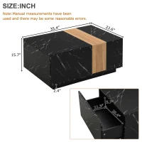 Vinsetto Modern Coffee Table with Faux Marble and Walnut Finish, Rectangular Center Table with 2 Storage Drawers for Living Room, Black(m-3)