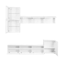 Vinsetto High Gloss TV Stand for TVs Up to 78" with Ample Storage, Media Console, Wall Mounted Floating Cabinets, 93" L x 15" W x 26" H, White(m-12)
