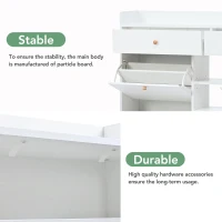 Vinsetto Modern Shoe Cabinet with 4 Flip Drawers, 2-Tier Shoe Storage Organizer, Shoe Rack for Entrance Hallway, 50.5" L x 9.5" W x 42.5" H, White(m-8)