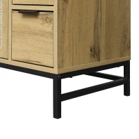 Vinsetto Elegant Rattan TV Stand for TVs up to 65", Boho Style Media Console with Adjustable Shelves and Cable Management, Brown(m-10)