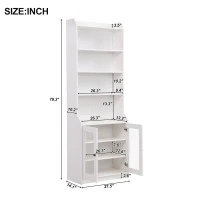 Elegant Tall Cabinet with Acrylic Door, Adjustable Shelves, and Graceful Curves, 27.5" L x 14.5" W x 78.5" H, White(m-3)