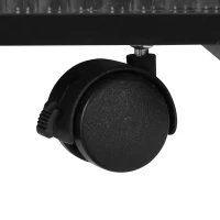 Mobile End Table with Lockable Wheels, Fluted Tempered Glass, Golden Round Rod, Side Table for Living room, 31.5" L x 12" W x 23" H, Black(m-11)