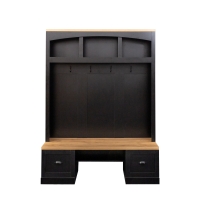 Farmhouse 4-in-1 Hall Tree with Bench and Adjustable Shelves, Multifunctional Storage Coat Rack with Hooks, 55" L x 16.5" W x 73.5" H, Black