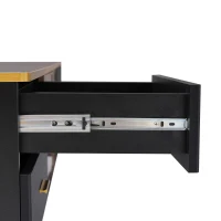 Vinsetto Stylish LED TV Stand with Marble-veined Table Top for TVs Up to 78", Entertainment Center with Glass Storage Cabinet and Golden Legs, Gold+Black(m-12)