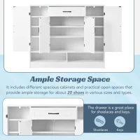 Sleek and Modern Shoe Cabinet with Adjustable Shelves, Minimalist Shoe Storage Organizer, Space-Saving Design, 47.5" L x 12" W x 39.5" H, White(m-7)