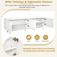 Graceful TV Stand with Arch Cabinets for TVs Up to 78", Minimalist Entertainment Center with Adjustable Shelves and Cable Management, White(m-6)