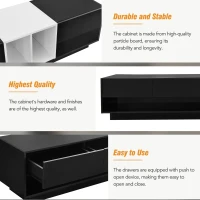 Vinsetto Functional TV Stand with Open and Hidden Storage, Sleek and Stylish TV Stand, Two-Tone Media Console for TVs Up to 80", Black(m-7)