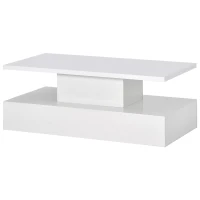 Vinsetto Modern Industrial Design Coffee Table with LED Lighting, 16 Colors with Remote Control, Easy Assembly, 47" L x 23.5" W x 18" H, White(m-2)