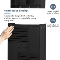 Vinsetto Multi-Functional Shoe Cabinet with Wall Cabinet, Space-Saving Design, 2 Flip Drawers, Versatile Side Cabinet for Hallway, Black(m-7)