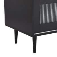 Vinsetto Chic Elegant Design TV Stand with Sliding Fluted Glass Doors, Media Console for TVs Up to 75", Modern TV Cabinet with Ample Storage Space, Black(m-11)