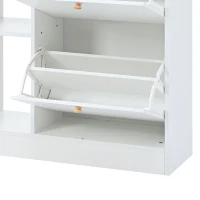 Vinsetto Modern Shoe Cabinet with 4 Flip Drawers, 2-Tier Shoe Storage Organizer, Shoe Rack for Entrance Hallway, 50.5" L x 9.5" W x 42.5" H, White(m-9)