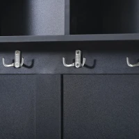 Vinsetto All in One Hall Tree with 3 Top Shelves and 2 Flip Shoe Storage Drawers, Wood Hallway Organizer with Metal Hanging Hooks, Black(m-10)