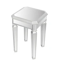 Modern Glass Mirrored End Side Table, Versatile Design with Adjustable Legs, Sleek Corner Table for Living Room or Bedroom, Silve(m-2)