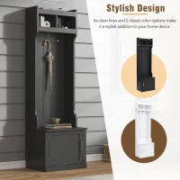 Vinsetto Minimalist Slim Hall Tree with Cabinet & 6 Hanging Hooks, Multi-functional Storage, Elegant Foyer Cabinet for Hallway, Living Room, Black(m-7)