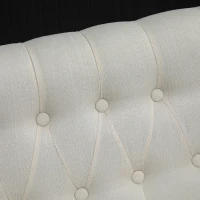 HOMCOM Upholstered Armless Fabric Loveseat with Button Tufted Design for Living Room with Wood Legs, Cream White(m-7)