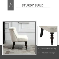 HOMCOM Upholstered Armless Fabric Loveseat with Button Tufted Design for Living Room with Wood Legs, Cream White(m-5)