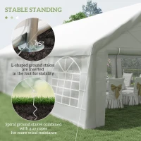 Outsunny 32x16 Outdoor Canopy Tent Heavy Duty Carport Tent with Cathedral Window Design for Party & Wedding, Removable Sidewalls, White(m-7)