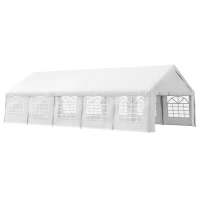 Outsunny 32x16 Outdoor Canopy Tent Heavy Duty Carport Tent with Cathedral Window Design for Party & Wedding, Removable Sidewalls, White(m-1)