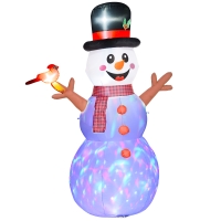 Outsunny 7.9' Inflatable Branch Hand Snowman w/ Rotating Colorful LED Light, Blow-Up Outdoor Display for Party
