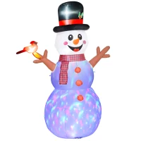 Outsunny 7.9' Inflatable Branch Hand Snowman w/ Rotating Colorful LED Light, Blow-Up Outdoor Display for Party(m-1)