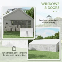 Outsunny 32x16 Outdoor Canopy Tent Heavy Duty Carport Tent with Cathedral Window Design for Party & Wedding, Removable Sidewalls, White(m-6)