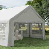 Outsunny 32x16 Outdoor Canopy Tent Heavy Duty Carport Tent with Cathedral Window Design for Party & Wedding, Removable Sidewalls, White(m-9)