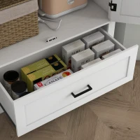 HOMCOM 69" Tall Farmhouse Kitchen Pantry Cabinet with 2 Doors, Drawer and Adjustable Shelves, White(m-9)