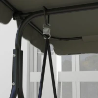 Outsunny 3-Seat Outdoor Patio Swing Chair w/ Cushion, Steel Frame Stand, Adjustable Tilt Canopy for Patio, Garden, Beige & Green(m-10)