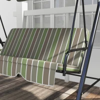 Outsunny 3-Seat Outdoor Patio Swing Chair w/ Cushion, Steel Frame Stand, Adjustable Tilt Canopy for Patio, Garden, Beige & Green(m-12)