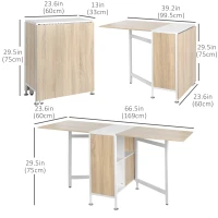 HOMCOM Multi-use Space Saving Folding Dining Table with Hideaway Shelves for Kitchen, Dining, Study and Office(m-3)