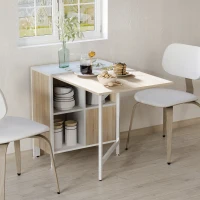 HOMCOM Multi-use Space Saving Folding Dining Table with Hideaway Shelves for Kitchen, Dining, Study and Office(m-11)
